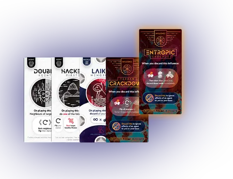 A hand of Lunar Base cards, fanned out.